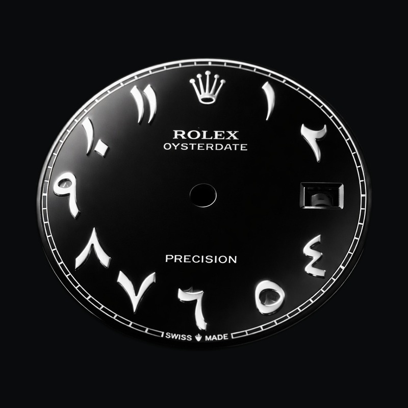 Oysterdate Precision — Gloss black · Arabic numerals