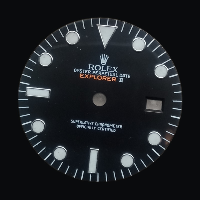 Explorer II — Matte black · luminous markers