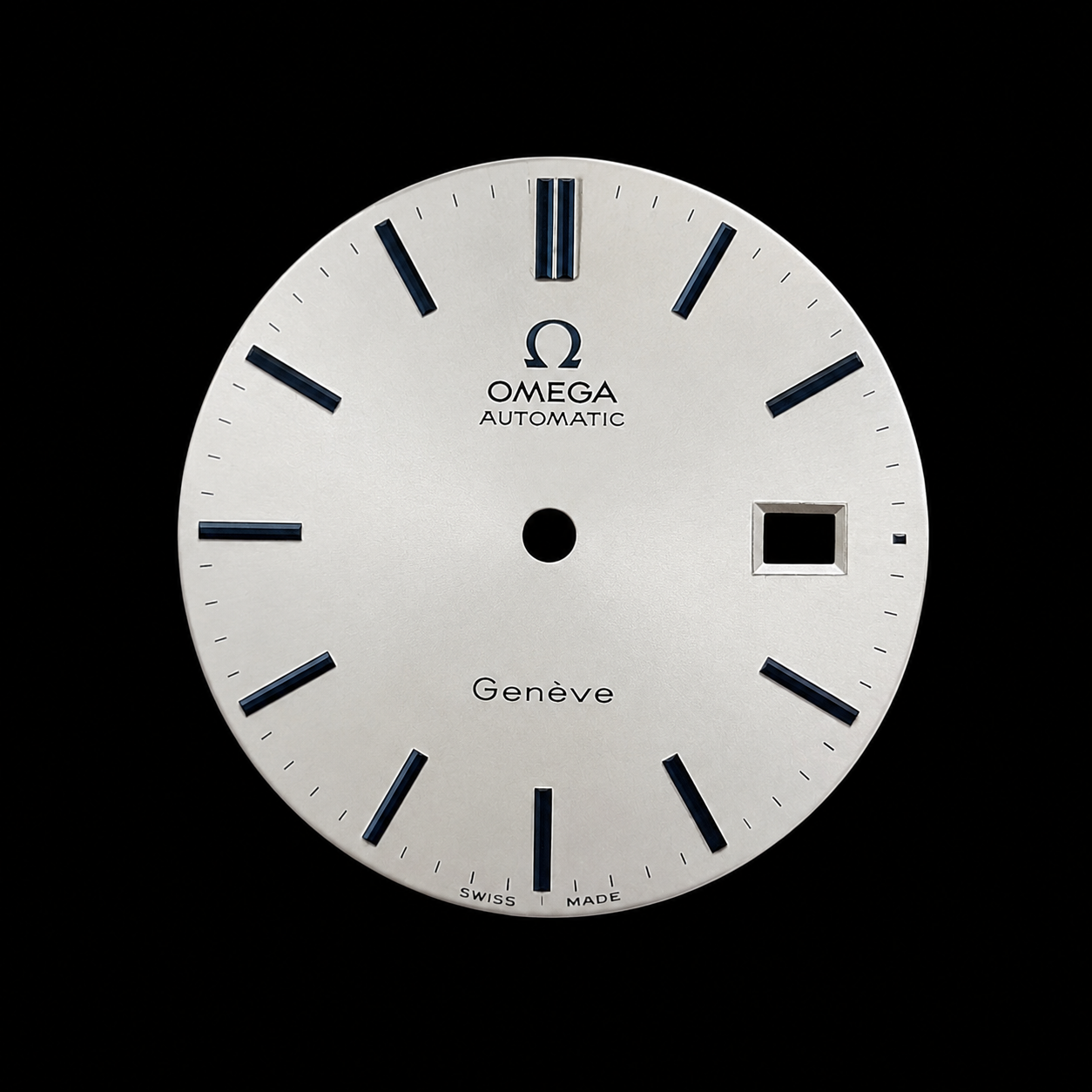 Omega Genève — Silver refinish · date at three